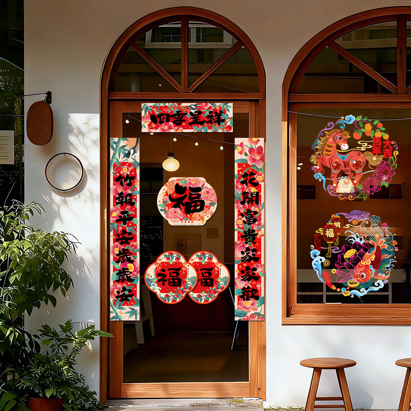 新年装饰对联大礼包商场景布置店铺送礼春节过年布置2026马年春联