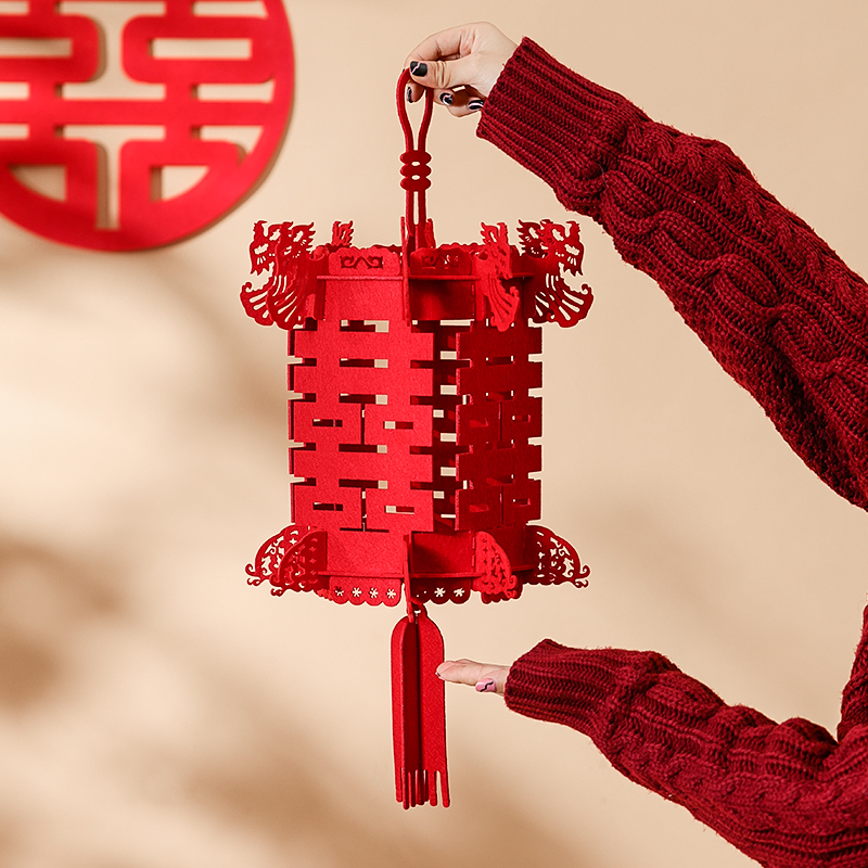 结婚立体灯笼客厅装饰婚礼新房女方卧室大门拉花挂饰婚房布置套装