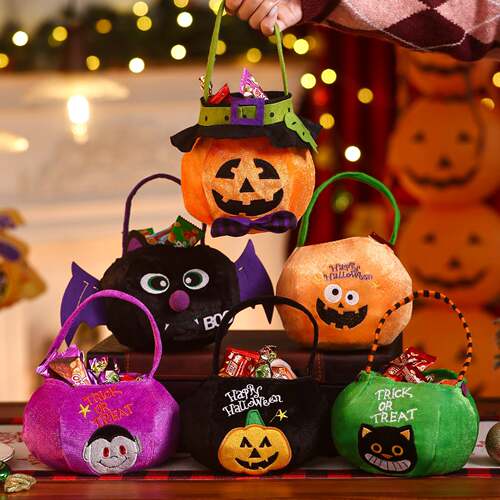Trick or treat bag万圣节装饰南瓜糖果袋子儿童手提讨糖袋礼物袋