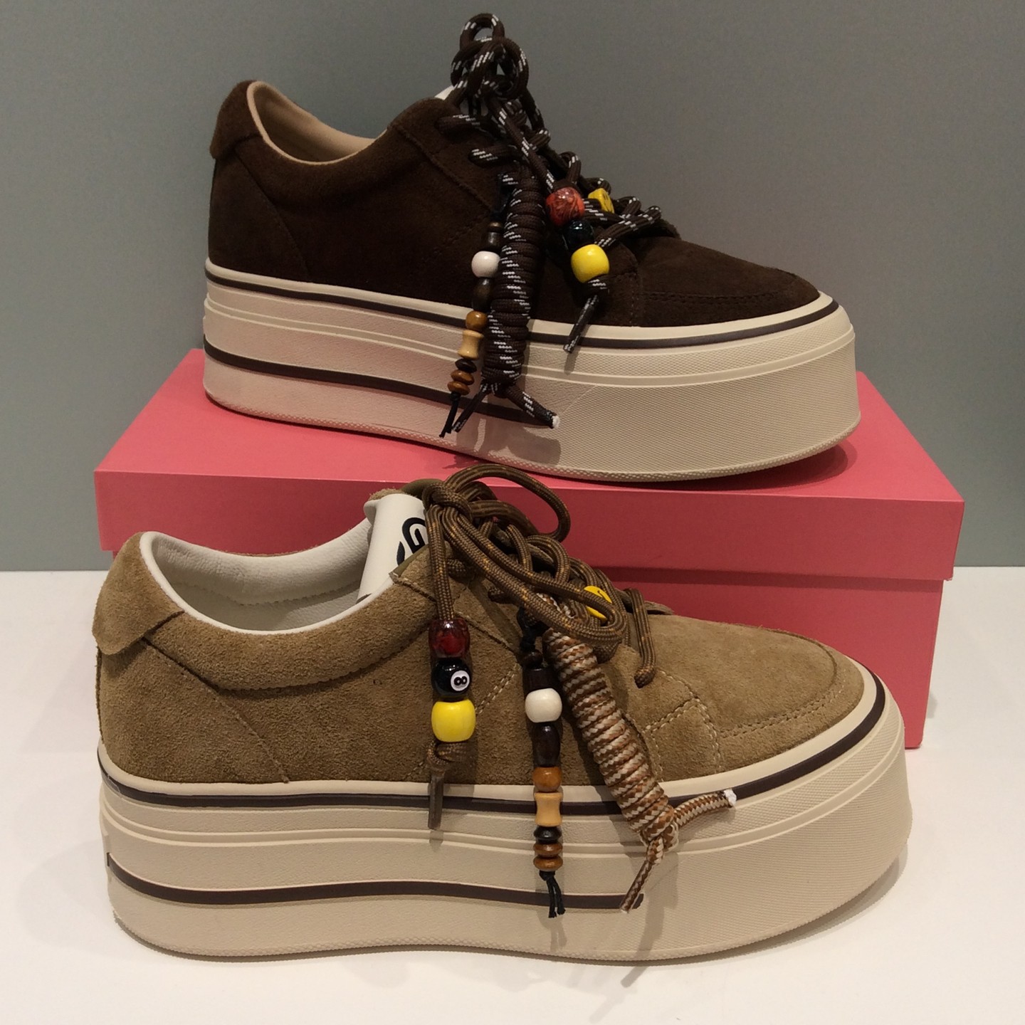 HCS265801哈森正品2026春磨砂皮厚底板鞋圆头系带休闲增高复古风,女鞋,休闲板鞋,淘宝优惠券,粉丝福利购,淘宝优惠卷