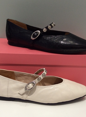 HS267401哈森2026春法式复古风一字扣玛丽珍鞋尖头平底舒适百搭