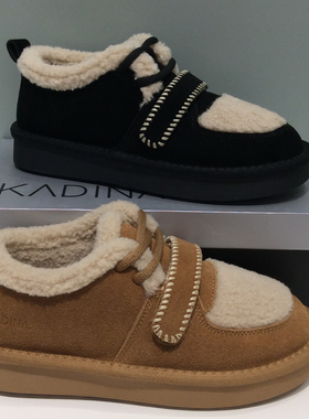 卡迪娜kadina正品冬季平厚底圆头加毛保暖防滑女雪地靴KCA250301