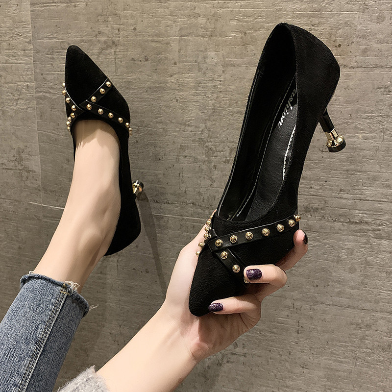 2020 Spring new pattern Widen Add fertilizer black High-heeled shoes Foot mm Large size shoes 41-43 Single shoesin the Women's Shoes, Low shoes  category - from Buy2taobao.com to provide professional Taobao agent buy service