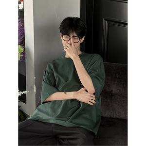 2024年夏季男港风大码纯色圆领短袖T恤XZ416-DT101-P25图片