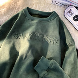 2024年春季新款麂皮绒钢印圆领卫衣XZ415-WY39-P50，男装卫衣，星座416