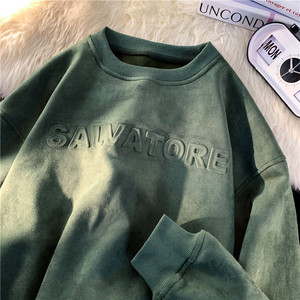 2024年春季新款麂皮绒钢印圆领卫衣XZ415-WY39-P50,男装卫衣,星座416