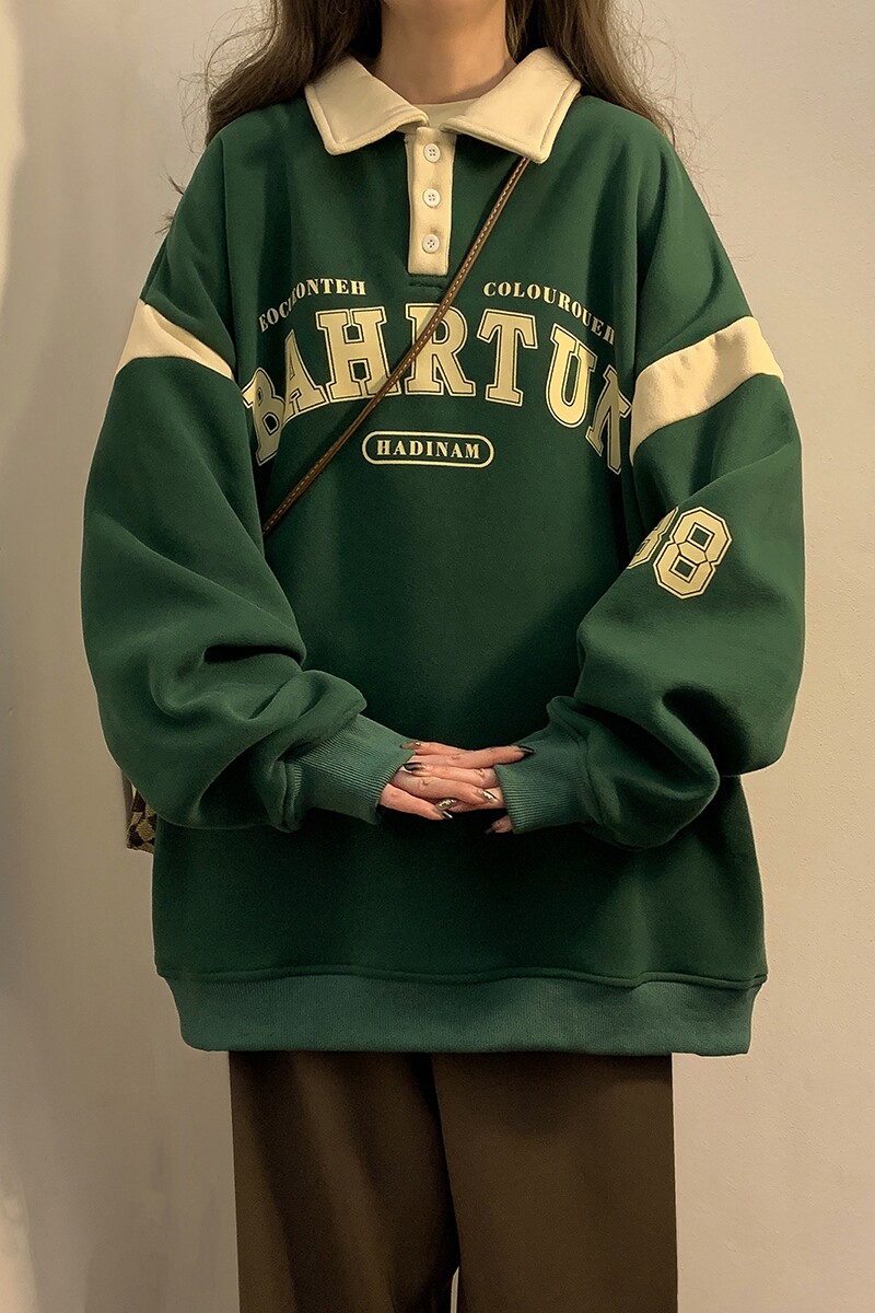 2024春季新款美式拼接印花翻领卫衣XZ416-WY32-P60,男装卫衣,星座416