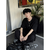 2024年夏季男港风大码纯色圆领短袖T恤XZ416-DT101-P25，男装T恤，星座416