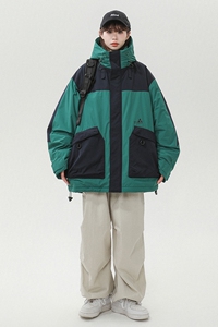 2024年冬季工装美式复古连帽拼色白鸭绒羽绒服XZ415-YR2007-P268图片
