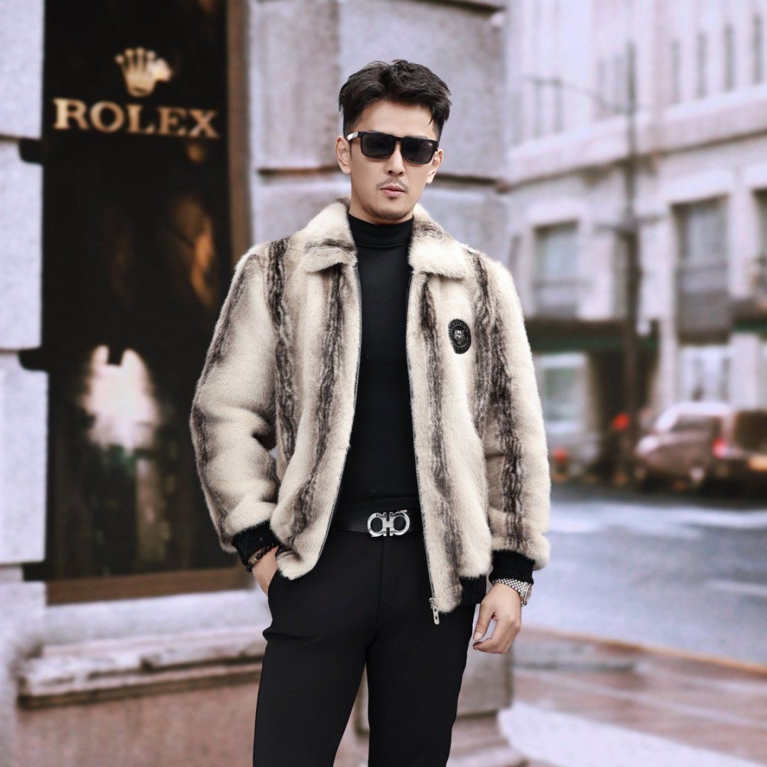 特价清仓立领仿皮草外套仿金貂绒皮毛一体夹克新款可两面穿秋冬款
