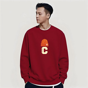 香港潮牌陈伟霆圆领卫衣男秋冬季马年加绒宽松时尚本命年潮流衣服