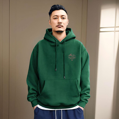 香港潮牌余文乐酒红色加绒卫衣