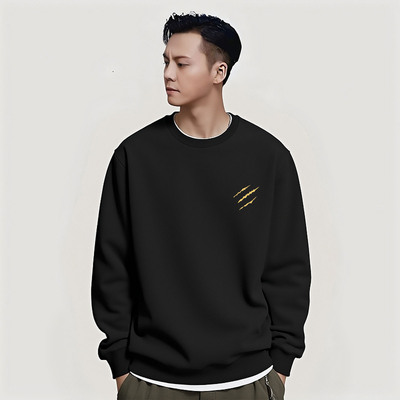 香港潮牌陈伟霆圆领卫衣男士秋冬季重磅加绒宽松休闲百搭上衣外套