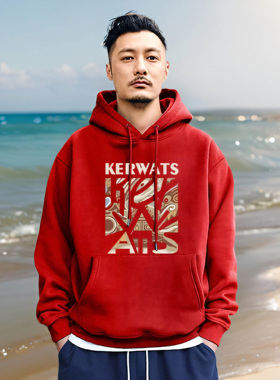 香港潮牌余文乐重磅440克加绒卫衣男秋冬季连帽宽松大码红色衣服