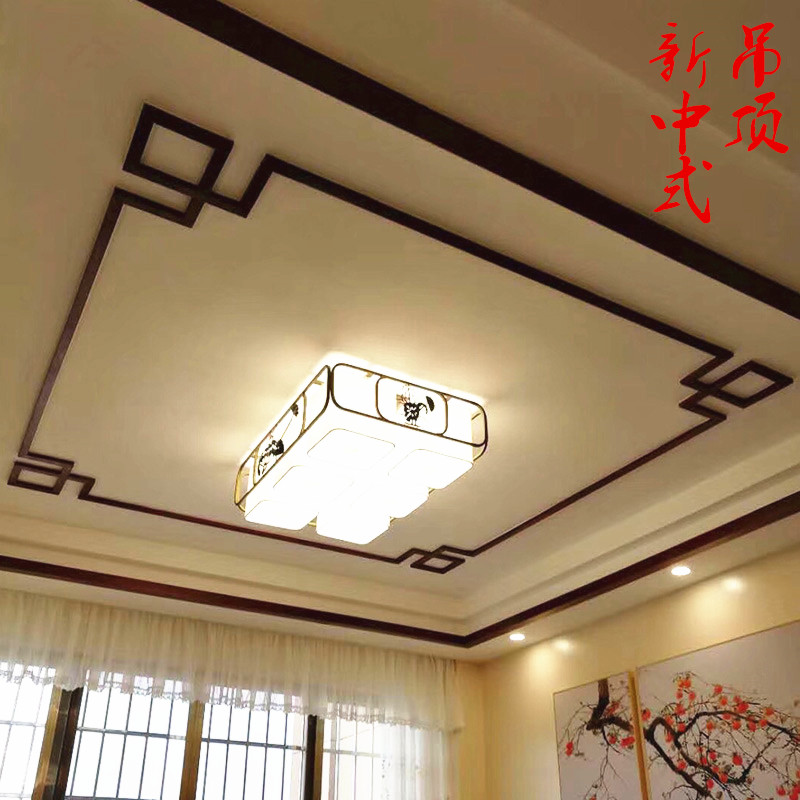 新中式客厅电视机背景墙木线条