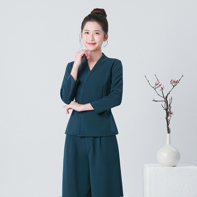 高档好面料美容师养生足浴疗工服