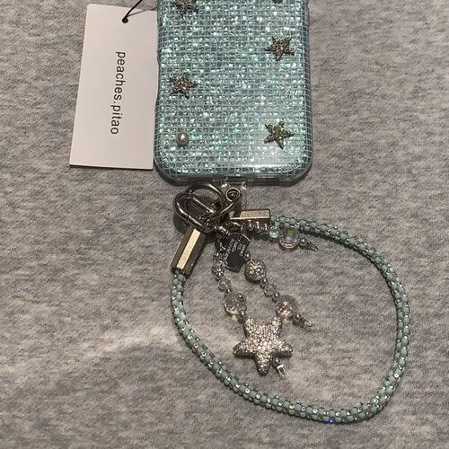 GIF 韩系bling满钻五角星编织短绳钥匙扣挂链适用手机壳包包配饰
