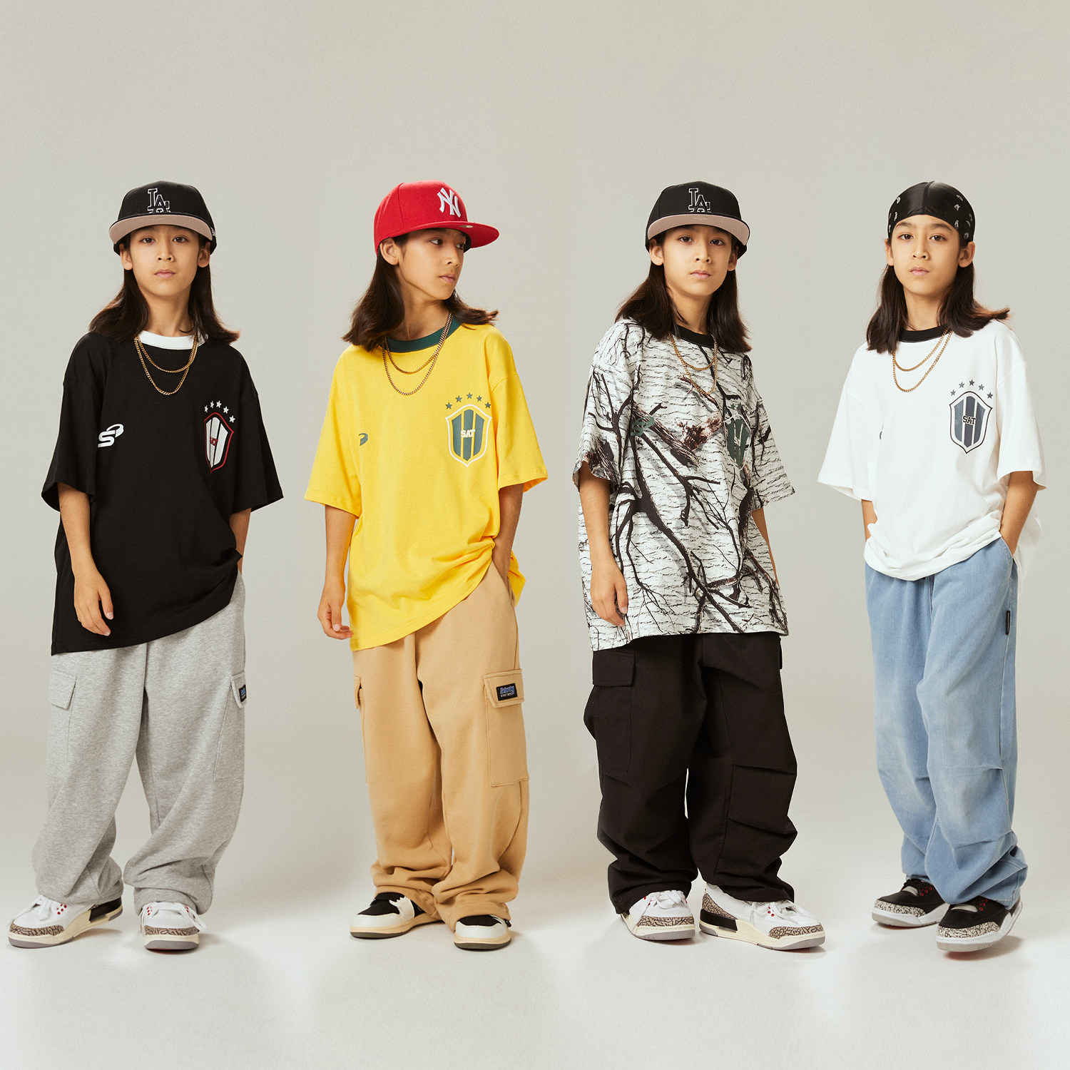 少儿街舞演出服套装宽松嘻哈hiphop儿童爵士舞蹈表演男童潮服夏季