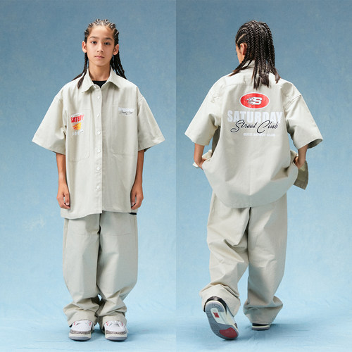 儿童街舞演出服套装酷帅嘻哈hiphop男童街舞潮服宽松衬衫童装