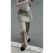 两件套艺术生穿搭显瘦潮流休闲裤 西九春秋新品 屁帘围裙宽松阔腿裤