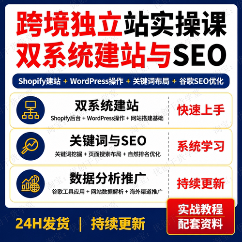 海外独立站运营实战教程Shopify与WordPress建站SEO优化谷歌分析