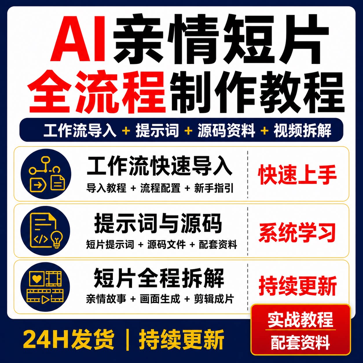 AI亲情催泪短片制作教程工作流导入提示词源码全流程拆解剪辑成片