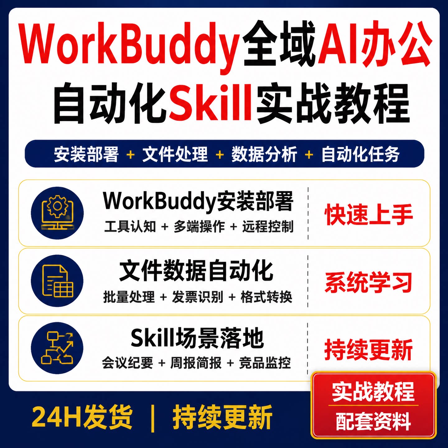 WorkBuddy全域AI办公实战课 文件数据自动化Skill教程资料