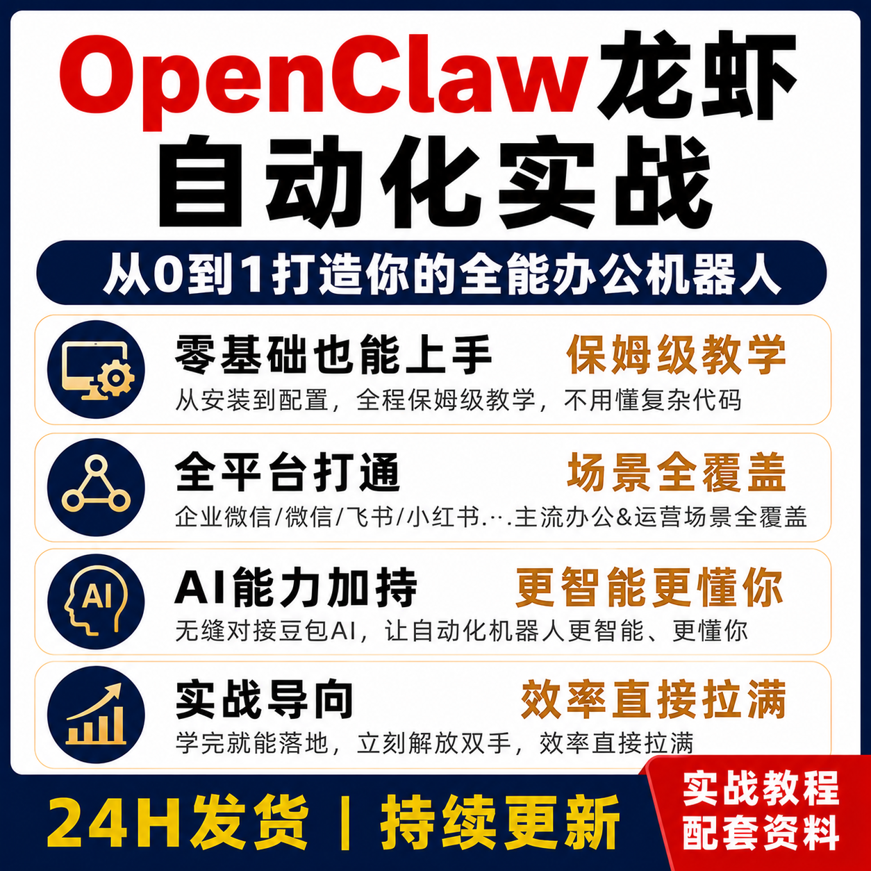OpenClaw办公自动化实战教程AI办公机器人全套资料自动发货