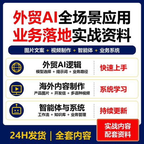 外贸AI全场景应用实战 图片文案视频智能体业务系统资料