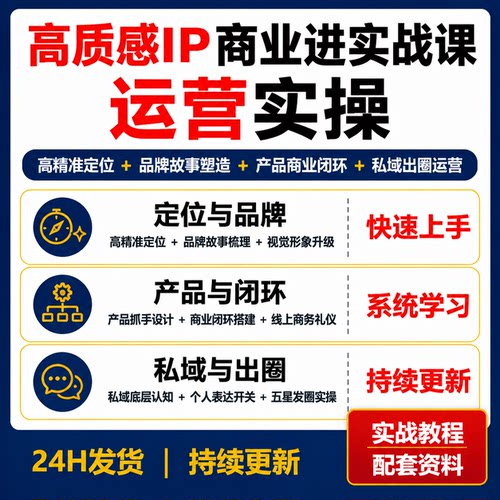 高质感个人IP打造商业闭环课程品牌定位私域运营视觉设计视频教程