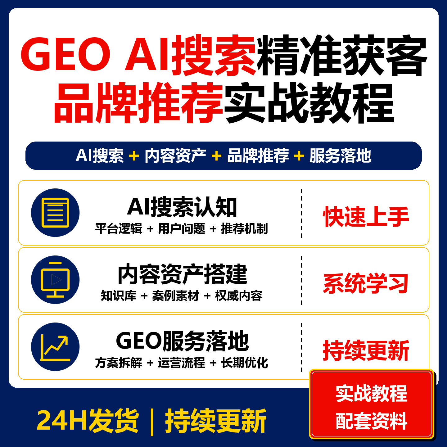 GEO AI搜索精准获客实战教程 品牌服务AI推荐运营资料