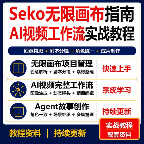 Seko无限画布AI视频创作教程 Agent漫剧短剧工作流学习课程资料