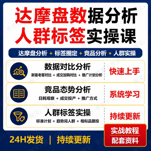 达摩盘淘宝店铺数据分析人群标签竞品分析实操运营课程学习资料