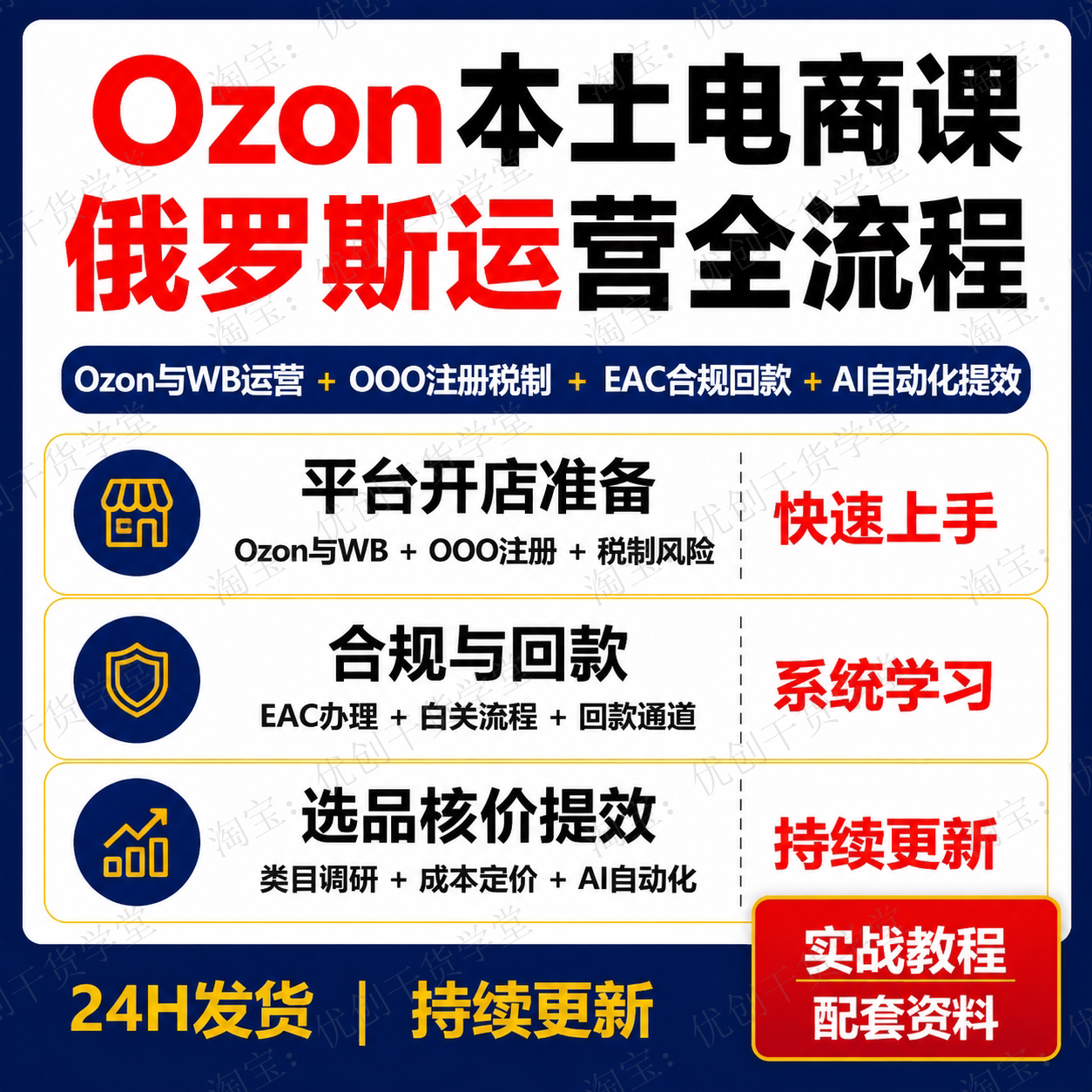 Ozon俄罗斯本土电商运营OOO注册税务EAC合规选品核价回款AI自动化