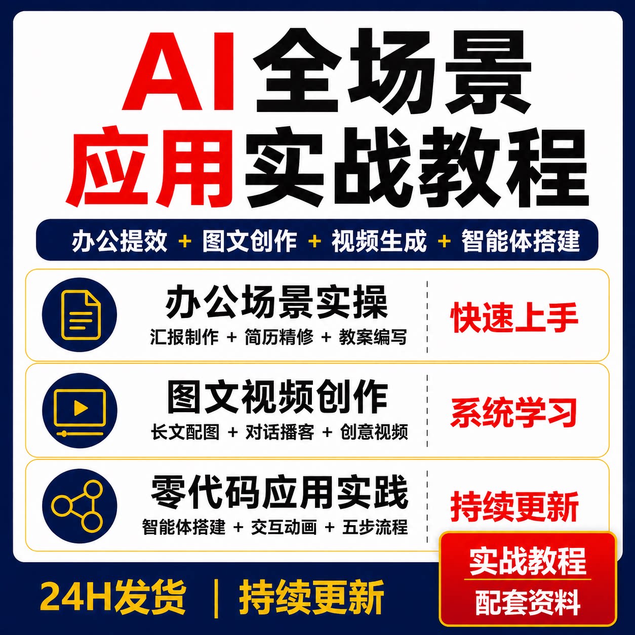 豆包AI实战教程SOP办公PPT图文创作视频生成零代码智能体简历教案