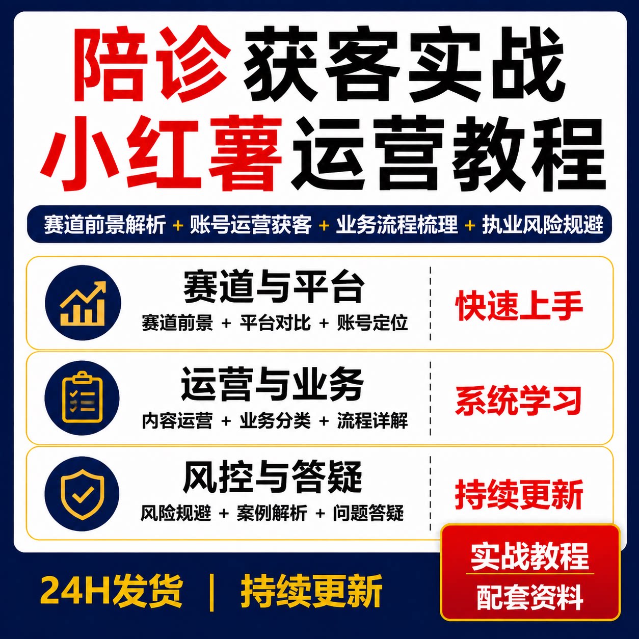 陪诊师获客实战课小红薯运营业务流程风控教程自媒体入行指南