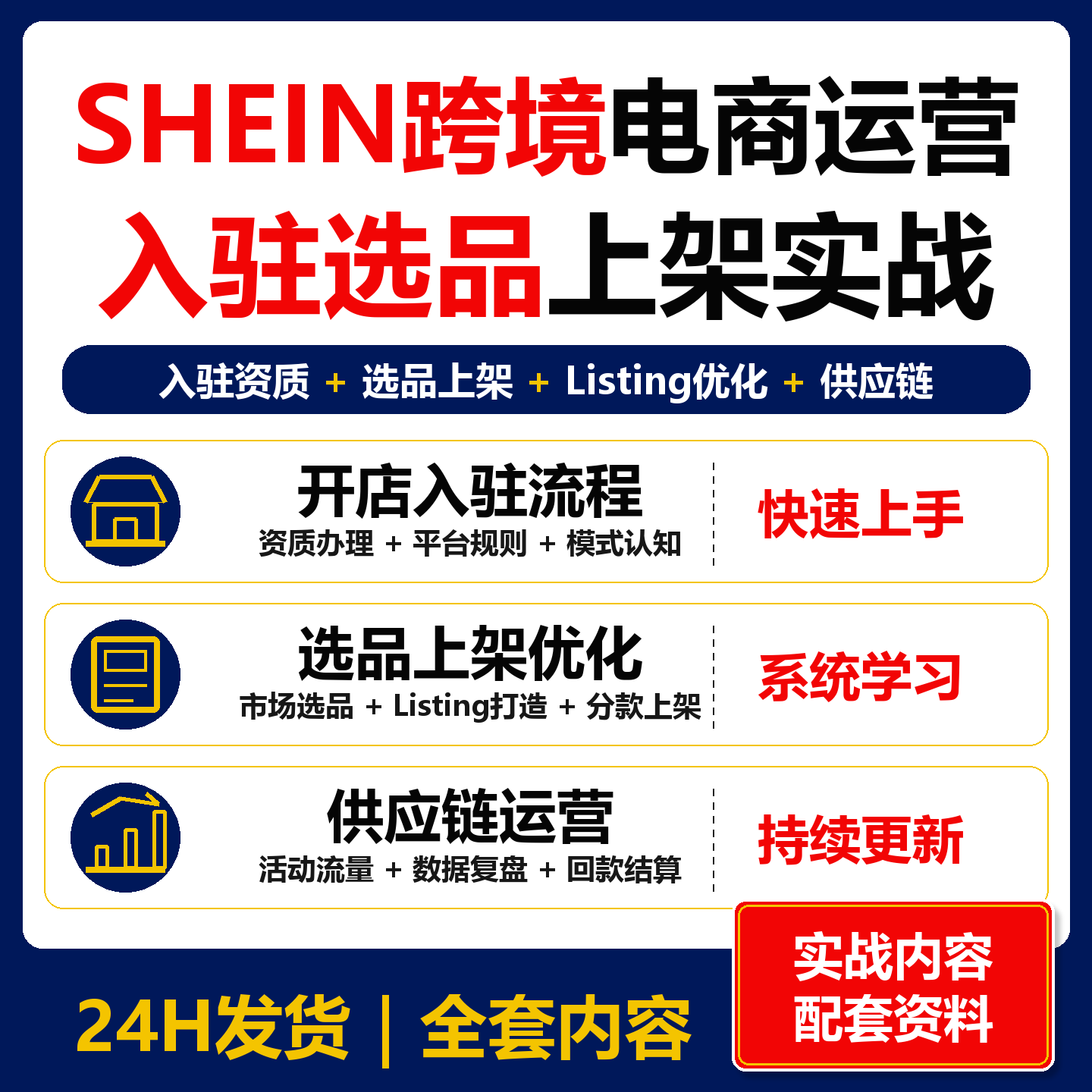 SHEIN跨境电商运营实战 入驻选品上架供应链资料