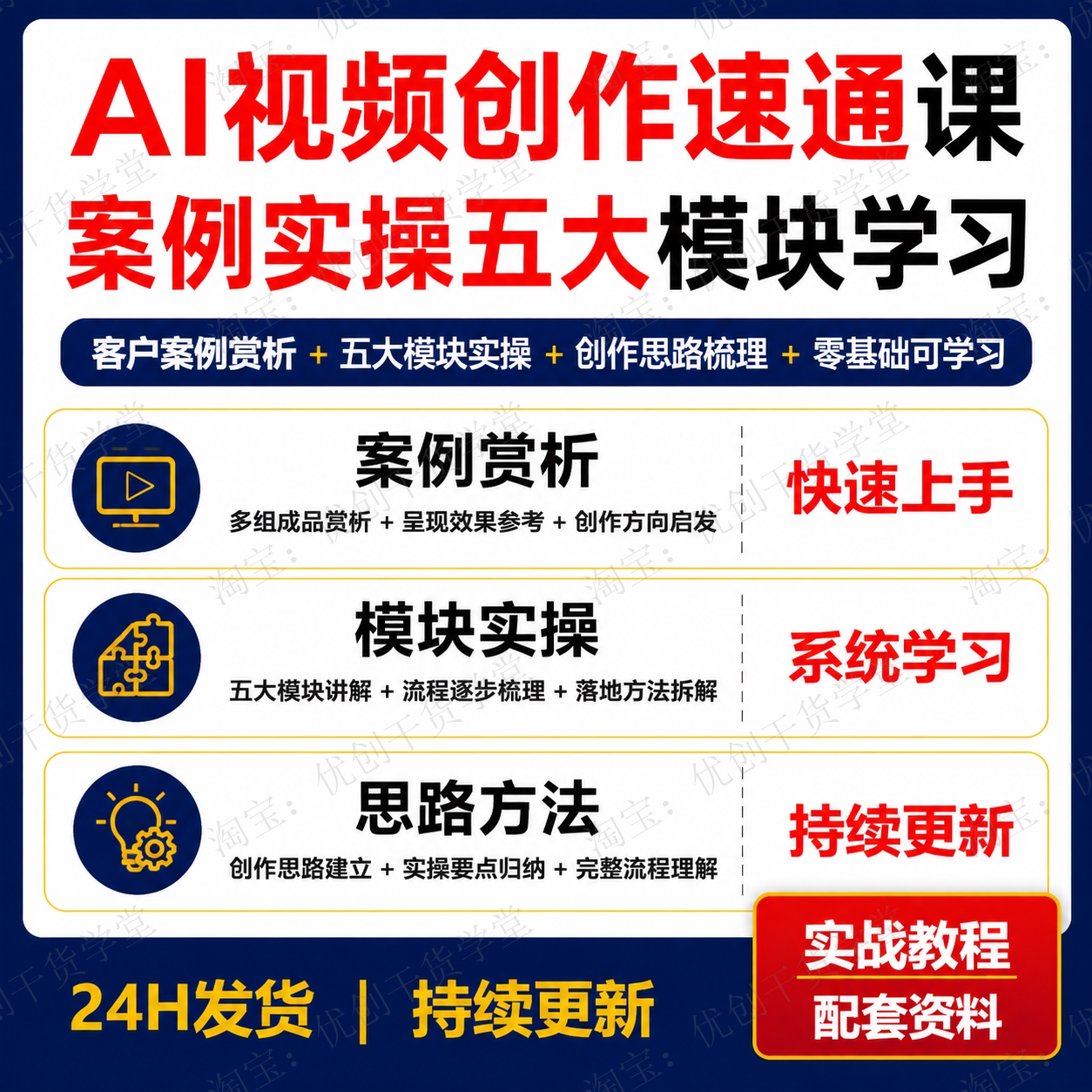 AI视频创作速通课客户案例五大模块实操短视频制作思路学习资料