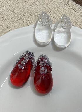 精致ins风树脂水滴吊坠耳钉女轻奢高级时尚潮流耳环简约百搭耳饰