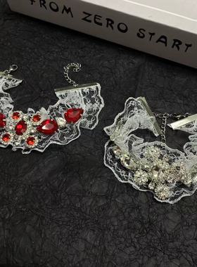 甜美气质浪漫超闪水钻蕾丝手链时尚优雅温柔淑女少女感手饰新款