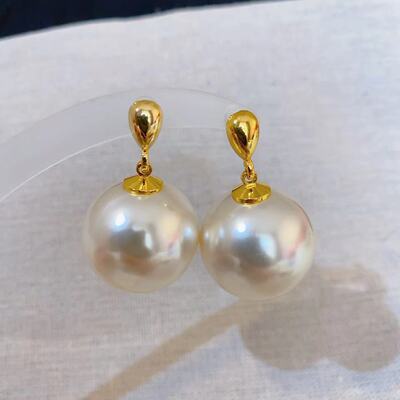 时尚小香风白色珍珠几何耳钉复古潮流简约百搭耳环优雅气质饰品