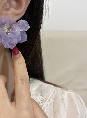 甜美森系田园风网纱花朵耳环时尚优雅淑女气质高级感耳饰小众饰品