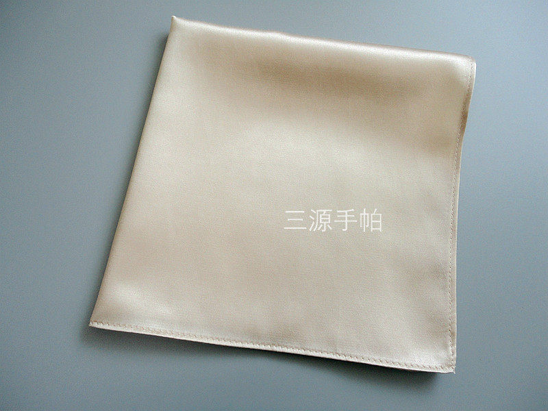 蚕丝棉缎纯色系列方巾正品真丝棉素绉缎手帕男士女士手绢柔软藕色
