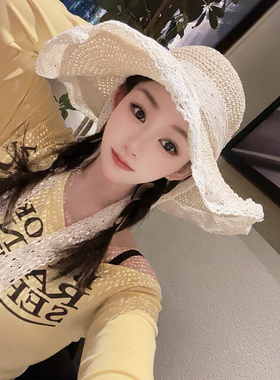 【Viola薇欧拉】韩系小清新镂空大檐遮阳防风百搭度假沙滩女