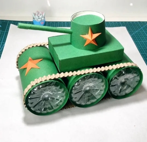 幼儿园儿童手工DIY制作塑料瓶立体军事坦克模型成品材料包
