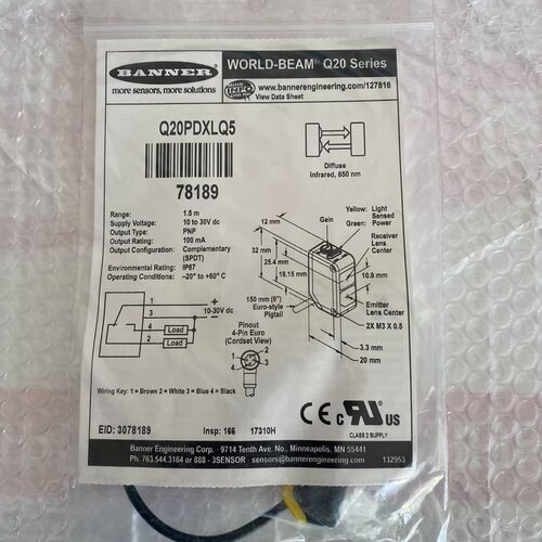 Q20EQ5 Q20PRQ5 邦纳BANNER光电开关Q20--议价商品