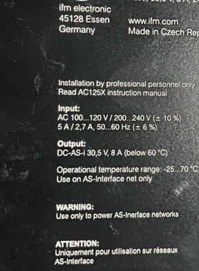 IFM易福门AS-Interface电源 AC1258 全新--议价商品