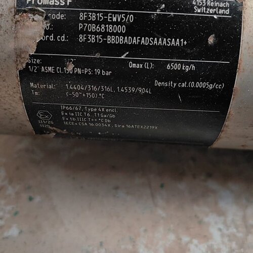 E+H质量流量计8F3B15，拆机不包好--议价商品