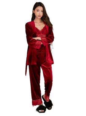 女士金丝绒春秋款睡衣家居服