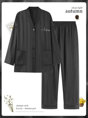 乐姿梦 Мужская осенняя пижама, шелковый лонгслив, комплект, домашняя одежда, 2025 года, премиум класс